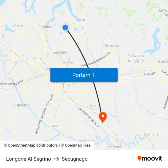 Longone Al Segrino to Secugnago map