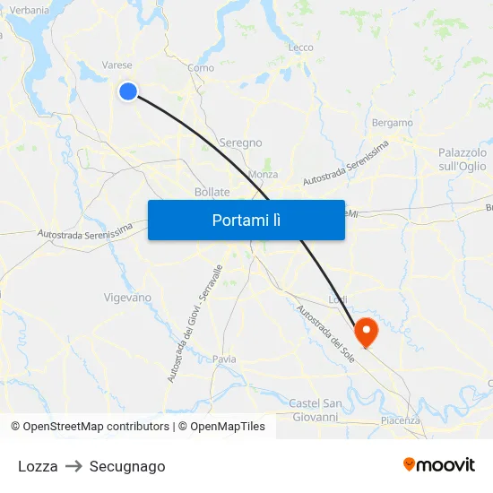 Lozza to Secugnago map