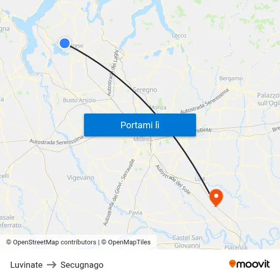 Luvinate to Secugnago map