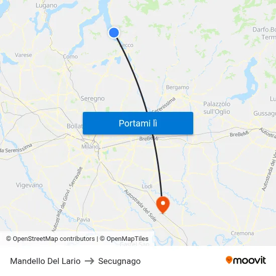 Mandello Del Lario to Secugnago map