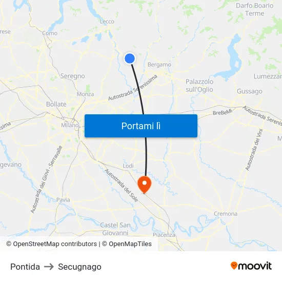 Pontida to Secugnago map
