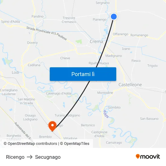 Ricengo to Secugnago map
