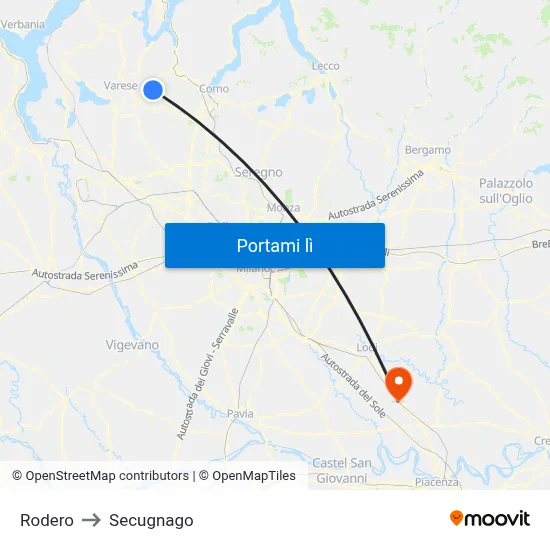 Rodero to Secugnago map
