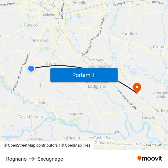 Rognano to Secugnago map