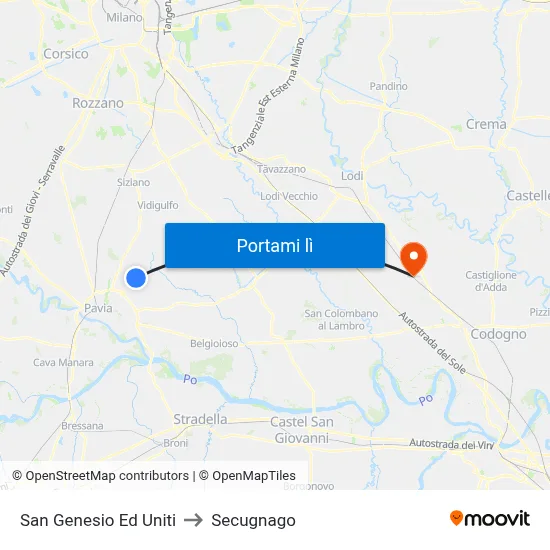 San Genesio Ed Uniti to Secugnago map