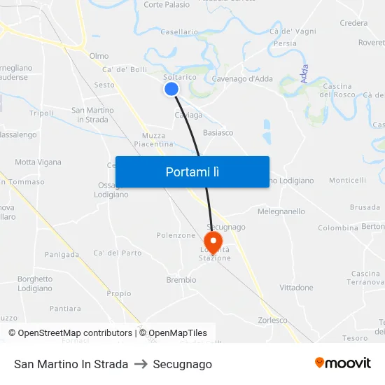 San Martino In Strada to Secugnago map