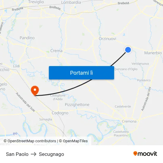 San Paolo to Secugnago map