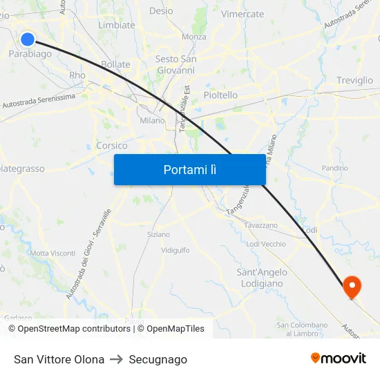 San Vittore Olona to Secugnago map
