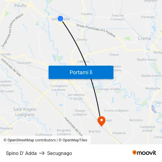 Spino D' Adda to Secugnago map