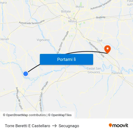 Torre Beretti E Castellaro to Secugnago map