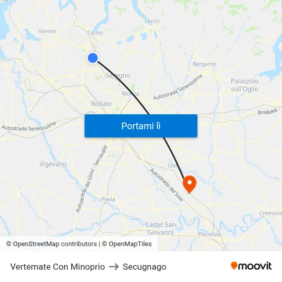 Vertemate Con Minoprio to Secugnago map