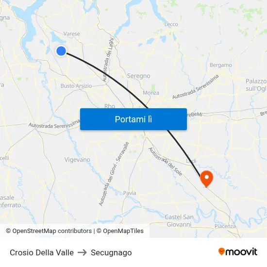 Crosio Della Valle to Secugnago map