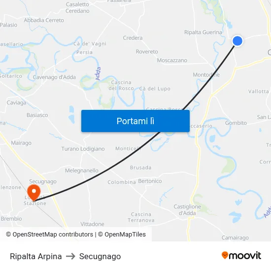 Ripalta Arpina to Secugnago map