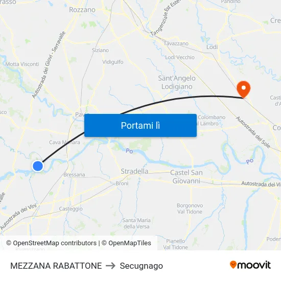 MEZZANA RABATTONE to Secugnago map