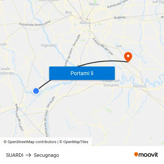 SUARDI to Secugnago map