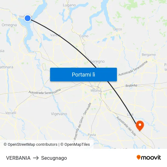 VERBANIA to Secugnago map