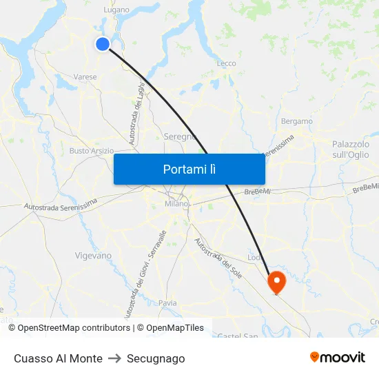 Cuasso Al Monte to Secugnago map