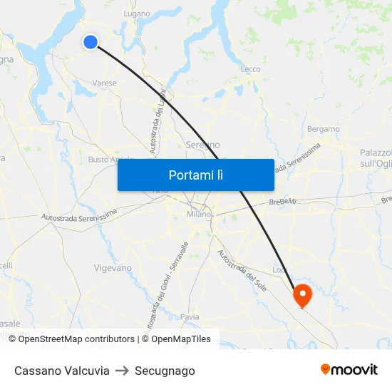 Cassano Valcuvia to Secugnago map