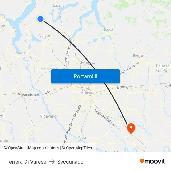 Ferrera Di Varese to Secugnago map