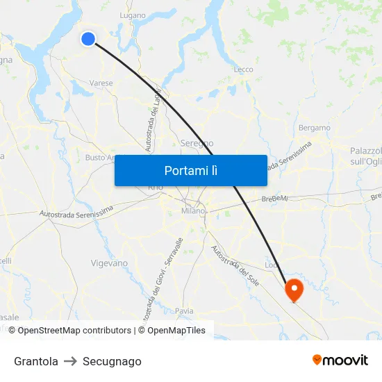 Grantola to Secugnago map