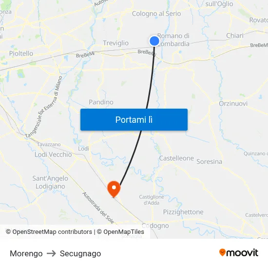 Morengo to Secugnago map