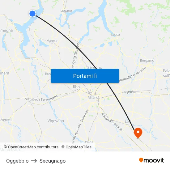 Oggebbio to Secugnago map
