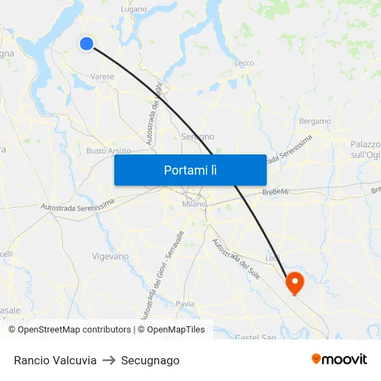 Rancio Valcuvia to Secugnago map