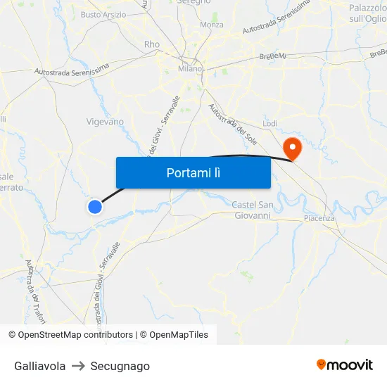 Galliavola to Secugnago map