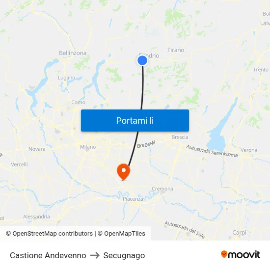 Castione Andevenno to Secugnago map