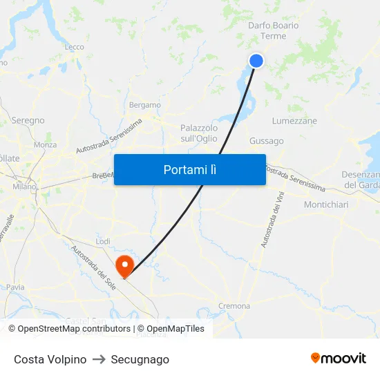 Costa Volpino to Secugnago map
