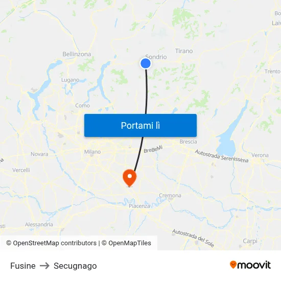 Fusine to Secugnago map