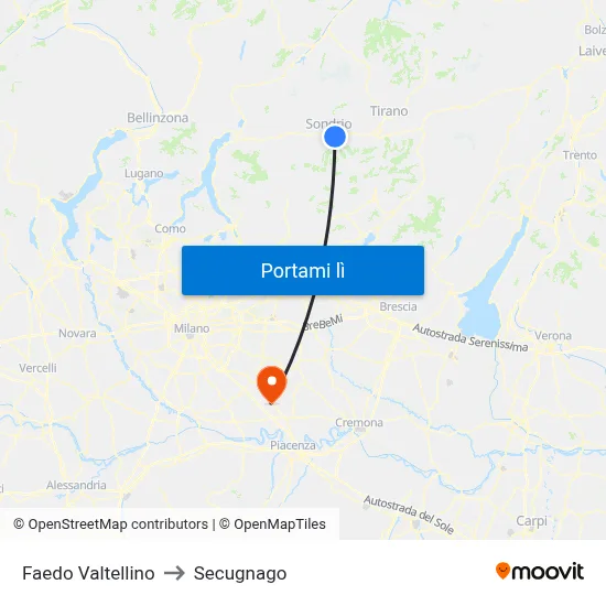 Faedo Valtellino to Secugnago map