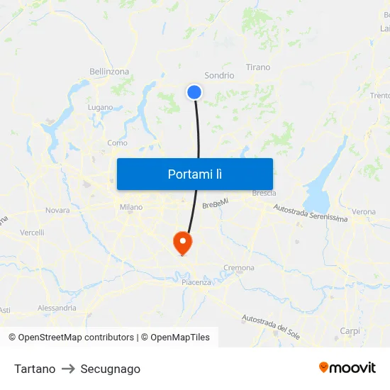 Tartano to Secugnago map