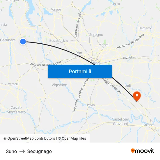 Suno to Secugnago map