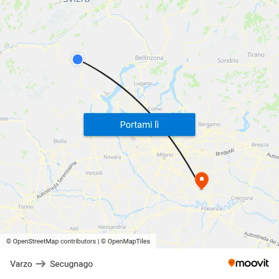 Varzo to Secugnago map