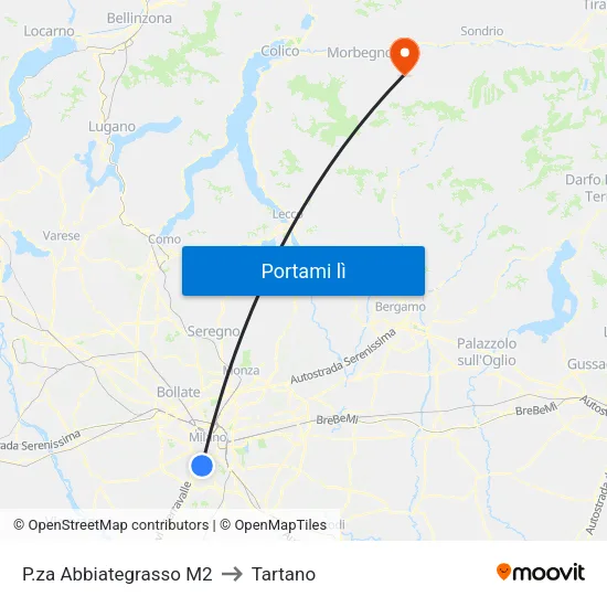 P.za Abbiategrasso M2 to Tartano map