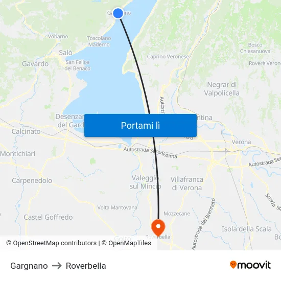Gargnano to Roverbella map