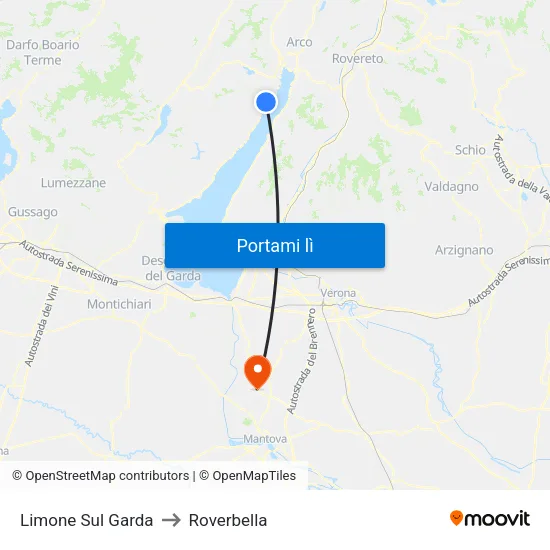 Limone Sul Garda to Roverbella map