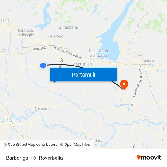 Barbariga to Roverbella map