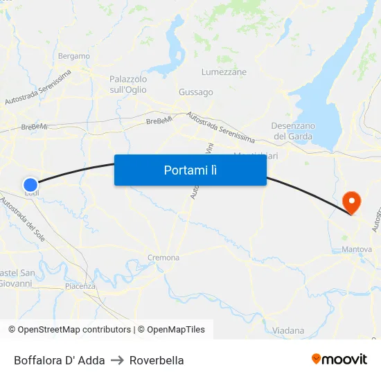 Boffalora D' Adda to Roverbella map