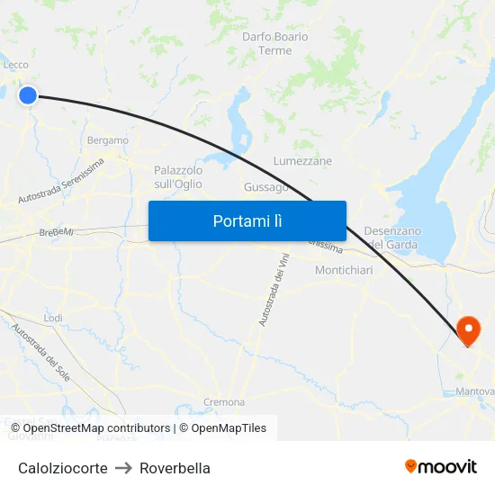 Calolziocorte to Roverbella map