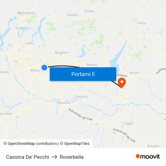 Cassina De' Pecchi to Roverbella map