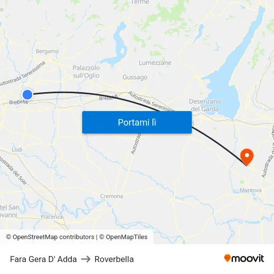 Fara Gera D' Adda to Roverbella map