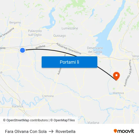 Fara Olivana Con Sola to Roverbella map