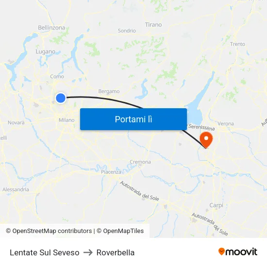 Lentate Sul Seveso to Roverbella map