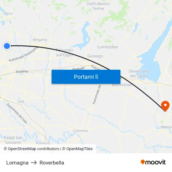 Lomagna to Roverbella map