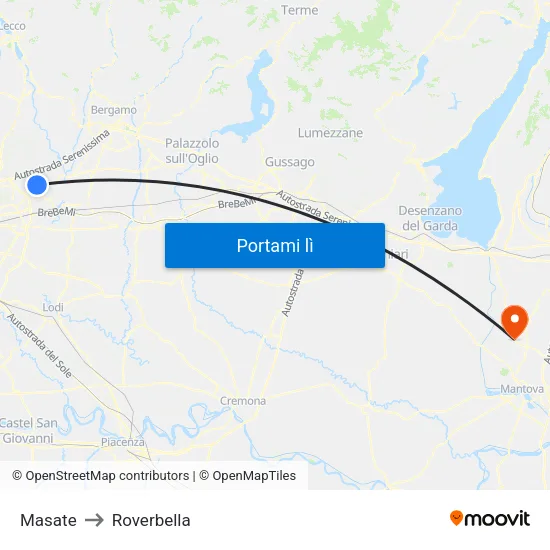 Masate to Roverbella map