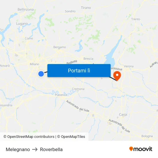 Melegnano to Roverbella map