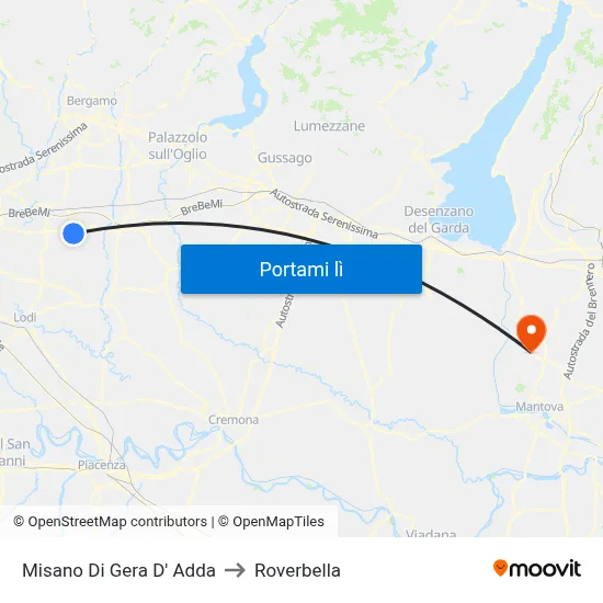 Misano Di Gera D' Adda to Roverbella map