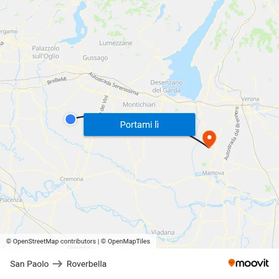 San Paolo to Roverbella map